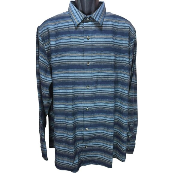 Travis Mathew Cloud Mens Large Striped Button-Up Long Sleeve Shirt - Picture 1 of 7